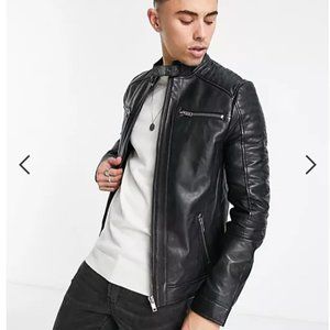 Barneys Originals leather racer jacket